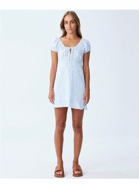 Cotton On Light Blue Gingham Mini Dress